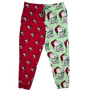 Peanuts MEDIUM Snoopy Christmas Split Leg Pajama Pants Holiday Fleece
